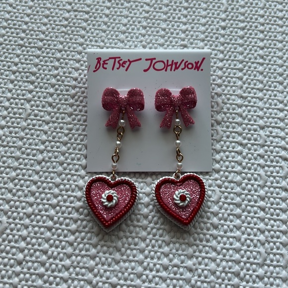 Betsey Johnson Heart Drop Earrings - Picture 2 of 2